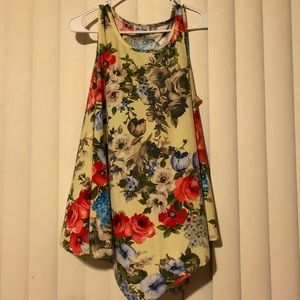 Floral Print Light Green Tank